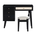 thumbnail image 2 of Makeup Vanity With Stool, 39" RetroVanity Desk With 3 Drawers And Rectangular Rattan Drawer, 2 Charging& 2Port For Bedroom, 2 of 9