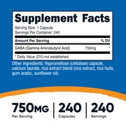 Nutricost GABA (Gamma Aminobutyric Acid) 750mg, 240 Capsules - Non-GMO, Gluten Free Supplement