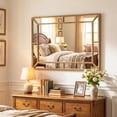 thumbnail image 2 of Hejuchuangli 36" x 24" Gold Rectangle Wall Mirror, Decorative Mirror with Beaded Frame for Living Room, Entryway, Fireplace, Bedroom, Modern Vintage Wall Decoration (Rectangle), 2 of 9