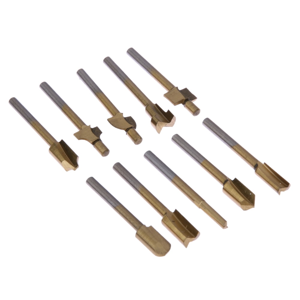 Details about   10PCS 1/8"  Shank HSS Titanium Router Bits Wood For Dremel Rotary Tool 
