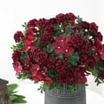 thumbnail image 5 of Silk Hydrangea Bouquet Verdsylv 1 Bouquet Artificial Hydrangea Flowers - 16 Heads Silk Floral Arrangement for Home Table Wedding Party Centerpiece Decor, Floral Arrangement, Red, 5 of 5