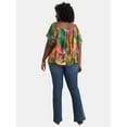 thumbnail image 3 of Terra & Sky Women's Plus Convertible Blouse with Short Sleeves, Sizes 0X-5X, 3 of 5