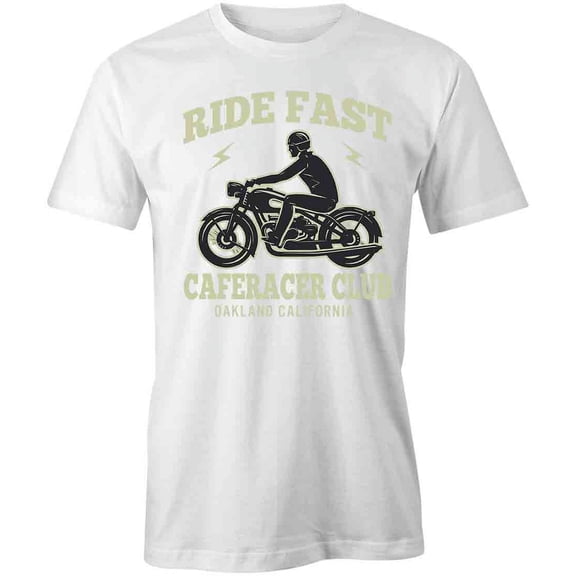 Ride Fast Caferacer Club T-Shirt | Cool Motorcycle White Tee Gift