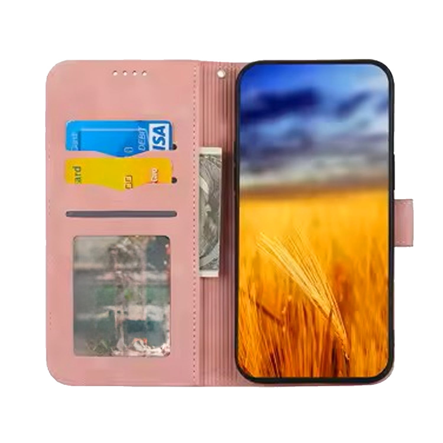 Leather Flip Cover with Card Slots for iPhone 17 Pro Max - Rose Gold