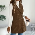 thumbnail image 5 of Corduroy Vest for Women Button Down Sleeveless Jacket Fall Winter Lapel Casual Outerwear Long Tunic Fashion Coat, 5 of 7