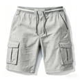 thumbnail image 4 of Utoimkio Men's Striped Elastic Waist Drawstring Cargo Shorts,Multi Side Flap Pocket Lightweight Casual Knee Length Outdoor Work Shorts, 4 of 5