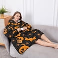 thumbnail image 5 of Oversized Wearable Blanket Hoodie,Halloween Spider Bat Pattern Sherpa Blanket Hoodie with Super Pockets,Super Warm Fuzzy Pullover for Women & Men, 5 of 6