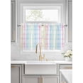 thumbnail image 2 of Half Window Curtain 36 Inches Long, Blue Pink Plaid Window Treatment Curtain Drapes, Pastel Green White Buffalo Patchwork Small Tier Curtains for Bathroom Over Sink, 27.5"x36", 2 Panels, 2 of 7