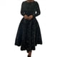 thumbnail image 1 of Vestido de Fiesta con Lentejuelas, Larga, Corte A, Acampanado, con Brillo y Brillo para Mujer, Talla Grande Negro M, 1 of 6