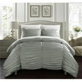 thumbnail image 1 of Chic Home BCS00064-BIBTX-US Karrie 5 Piece Comforter Set Contemporary Striped Ruched Ruffled Design Bed in a Bag - Sheet Set Pillowcase Decorative Pillow Sham Included, Twin Extra Large - Grey, 1 of 1