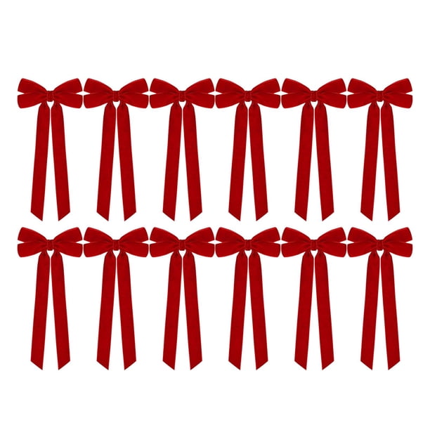 12 lazos de terciopelo navideños para árbol de Navidad, para puerta de entrada o valla de granja. Lacre
