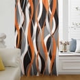 thumbnail image 6 of Abstract Stripes Sheer Curtains 45 Inches Long, Retro Modern Orange Black Gray Lines Light Filering Curtains, Breathable Simi Curtain Privacy Drapes for Kitchen Bathroom Small Window Treatment, 6 of 9