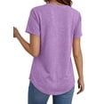 thumbnail image 4 of MOSHU Deep V Neck Womens Tops Curved Hem Shirts for Women Fashion Trendy Blouses Casual Loose Fit Tees Tops, 4 of 9