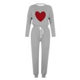 thumbnail image 4 of Pisexur Ensembles 2 Pcs pour Femmes Automne Tendance Imprimé Cœur Chandails en Molleton Col Rond Pantalons Jogger Survêtements Femmes Tenues 2 Pcs Décontractées Surdimensionnées pour Entraînement Voyage Vacances, 4 of 4