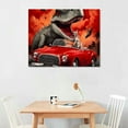 thumbnail image 2 of ONETECH  Dinosaur Decor Funny Paintings For Boys Kids Room Wall Decorations Funny T-rex Driving Red Car Painting Pictures Canvas Prints, 2 of 4