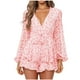 thumbnail image 1 of Monos de Playa Con Estampado Floral Para Mujer, Monos Florales Con Dobladillo Con Volantes Y Nudo de Manga Larga Con Escote En V Profundo Odeerbi ODB-6, 1 of 9