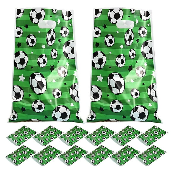 Worgeous 50pcs Gift Bag With Football Print Soccer Goodie Bags Soccer Treat Snack Reusable Candy Container Sports Themed Gift Pouch Treat Container Football Themed Party Supplies