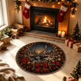 thumbnail image 4 of 3D Illusion Christmas Rugs,23.62" Optical Illusion Round Mat, Machine Washable, Velvet Christmas Decor, Living Room & Bedroom, Festive Holiday Decor(B), 4 of 6