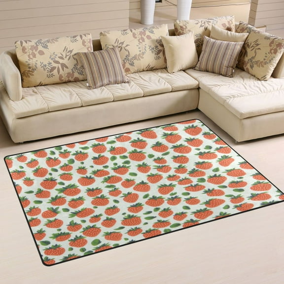 Strawberry Pattern Soft Polyester Area Rug 31''x20'', Non Slip, Memory Foam, Water Absorbent