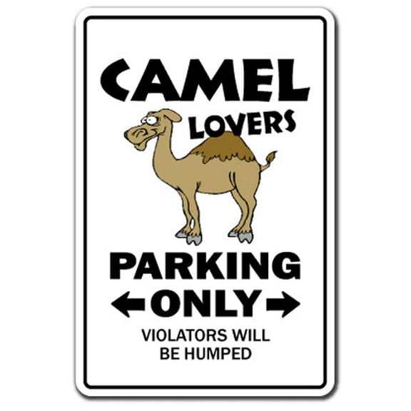 CAMEL LOVERS Parking Aluminum Sign jockey rider animal zoo dromedary | Indoor/Outdoor | 24" Tall