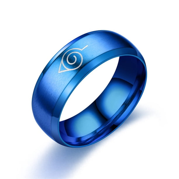 Anillo Naruto Hoja Konoha Village Symbal Logo Signo Sasuke Ninja Titanio Acero Cosplay Anime