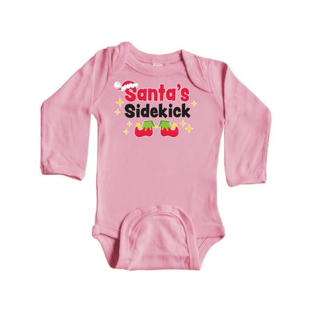 

Inktastic Santa s Sidekick with Santa Hat and Elf Feet Gift Baby Boy or Baby Girl Long Sleeve Bodysuit