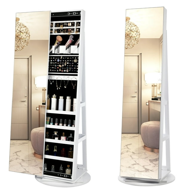 LVSOMT 360° Swivel Jewelry with Full Length Mirror, 63" Large