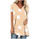 thumbnail image 1 of Camiseta Impresa con Cuello en V de Manga de Raglan de la Parte Trasera Larga Delantera Corta de las Mujeres de Navidad, Vacaciones Informales, 1 of 5