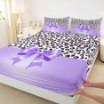 thumbnail image 3 of Homewish Leopard Print 3pcs Twin Sheet Sets For Teens Boys Girls,Kawaii Bow Twin Fitted Sheet,Black Purple Breathable Flat Sheet,Super Cozy Room Decor, 3 of 7
