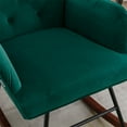 thumbnail image 6 of Velvet Rocking Chair, Upholstered Accent Armchair with Tufted High Back and Wood Legs, Modern Leisure Rocker Reading Chair for Living Room, Bedroom and Office, Green, 6 of 7