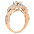 thumbnail image 2 of 1.30 Carat (ctw) 14K Rose Gold Round Cut Moissanite & White Diamond Ladies Swirl Bridal Halo Engagement Ring, 2 of 4