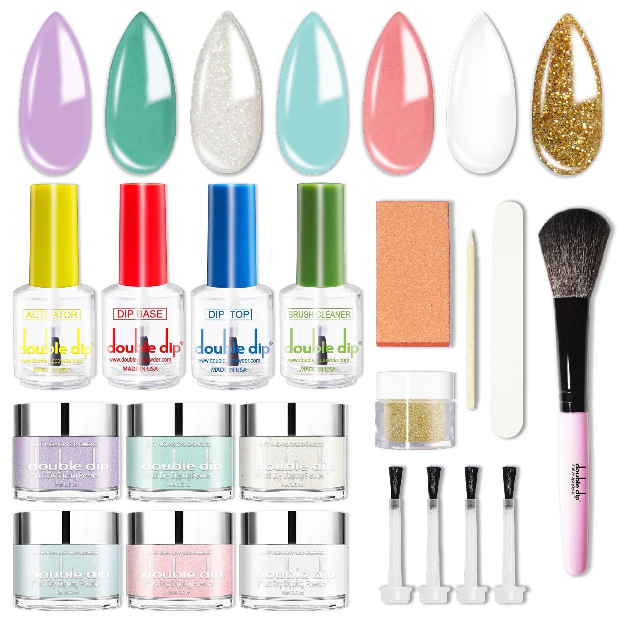 DOUBLE DIP Dipping Powder Starter Kit of 7 Colors Pastel Kit