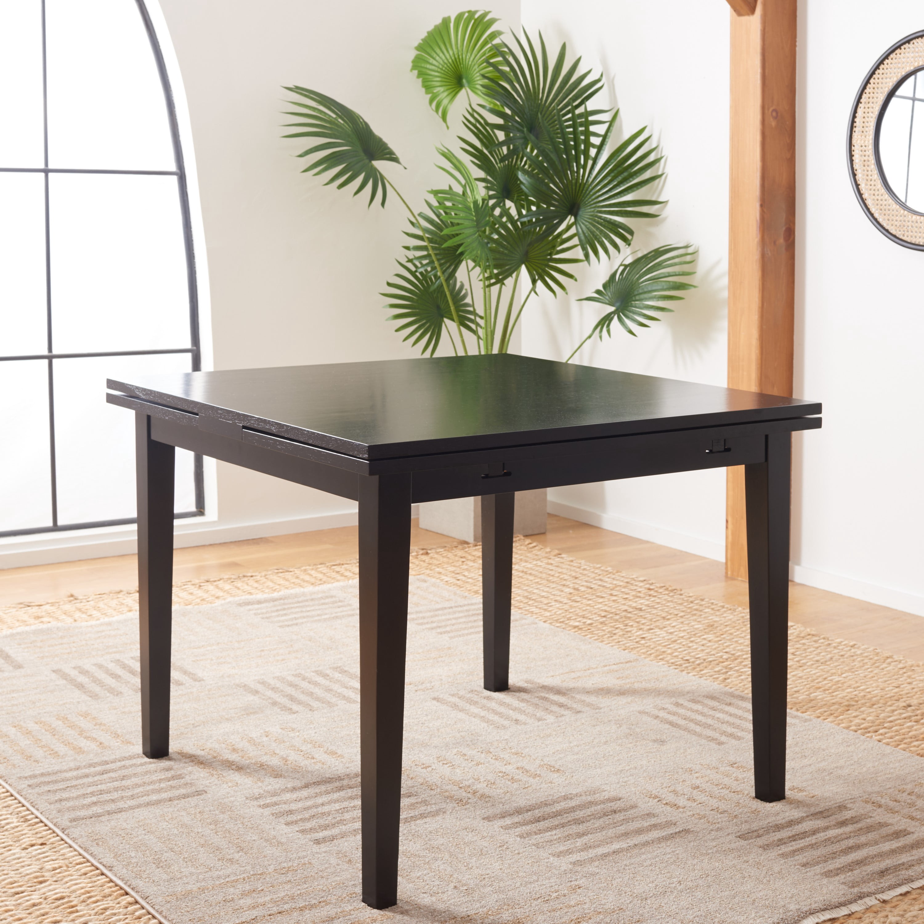 SAFAVIEH Cullen Extension Dining Table, Black (69.50 in. W x 38 in. D x 30.12 in. H/36.64 in. W x 37.64 in. D x 30.31 in. H)