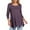 Purple, variant on Womens 3/4 Sleeve Shirts Fall Casual Round Neck Blouses Knit Pit Strip Grinding Sweaters Solid Color Tee Shirts Fashion Loose Irregular Hem Pullover Top