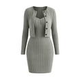 thumbnail image 4 of Maqroz Womens Two Piece Dress Sets Ribbed Knit Button Down Cardigan Sweaters Spaghetti Strap Mini Dresses Bodycon Outfits Casual Y2K Streetwear, 4 of 9