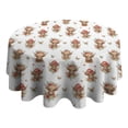 thumbnail image 4 of White Highland Cow Flower Butterfly Pattern Round Tablecloth 60"x60",Wrinkle Wipeable Table Cloth for Kitchen Dining Room Picnic Patio Party, 4 of 6