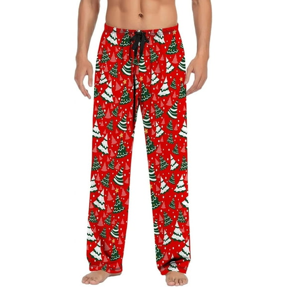 Top-Kevin Mens Green Christmas Plaid Pajama Pants,Soft Lounge Pants Comfy Pajama Bottoms Drawstring Pockets White For Men