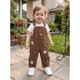 thumbnail image 4 of RUINIXCW Kids Girls Overalls, Sweet Embroidery Flower Corduroy Buckle Closure Pants, 4 of 7