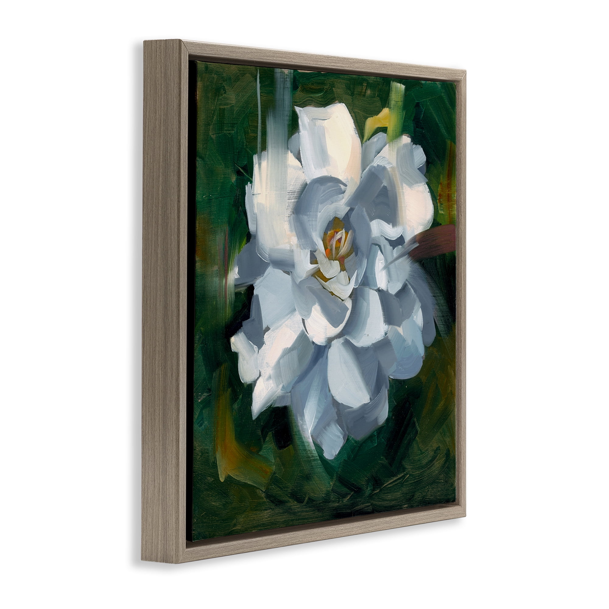 Stupell Industries Paint Streaked Flower Botanical & Floral Painting Brown Floater Framed Art Print Wall Art, 18 x 18