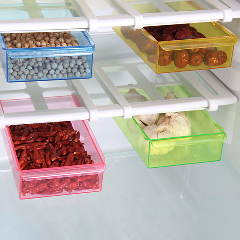 Slide Drawers Fridge Freezer Organizer Storage Box Rack Shelf Holder Space Saver 