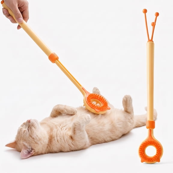 Seenlast Adjustable Cat Grooming Brush Cat Shedding Brush For Long Haired or Short Haired Cats Dual-Sided Self-Cleaning Slicker Brush with Massage Scratcher For Indoor Cats