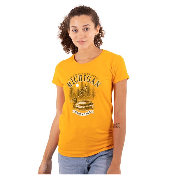 Michigan Great Lakes State Duck Pond Women's T Shirt Ladies Tee Brisco Brands S