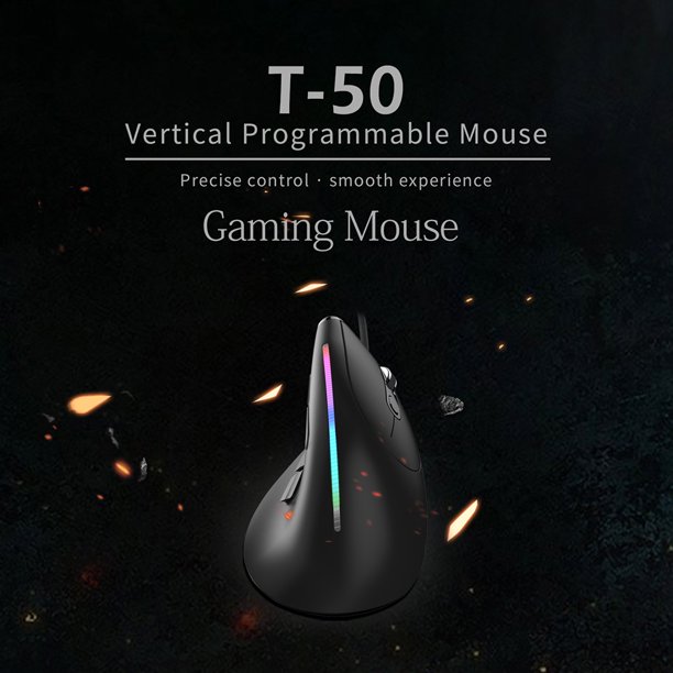 ZELOTES T-50 Wired RGB Gaming Mouse Ergonómico Vertical Gaming Mouse 9 Botones 12800 DPI Ajustable para PC Accesorios de computadora JShteea Nuevo