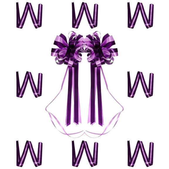 NICEXMAS 10Pcs Purple Pull Bow Flower for Wedding Party Decor and Present Wrapping