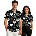 thumbnail image 6 of XUNKUSGA Valentine's Day Shirts for Women and Men Casual Short Sleeve Button Down Couple Shirts Fashion Turndown Collar Floral Blouses for Men S-5XL Black, 6 of 7