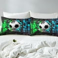 thumbnail image 4 of Erosebridal Sport Soccer Sheet Set Twin,Geometric Buffalo Bedding Sets Twin Size,Green Blue Twin Sheet Sets,Lightweight Ball Gamer Room Decoration,3pcs, 4 of 7