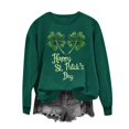 thumbnail image 2 of VKOYWKM Chandail à Manches Longues à Col Rond Happy St Patrick's Day Sweatshirts, Hauts à Enfiler, Graphique « Lucky Four Leaf », Chandails Molletonnés, Cadeaux St Patty's Dat, 2 of 5