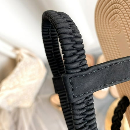 

CAICJ98 Wedge Sandals for Women Women s Flip Flops Comfortable Flats Sandals for Women Gladiator Bohemian Beaded Summer Shoes Outdoor Beach Clip Toe Sandal Black