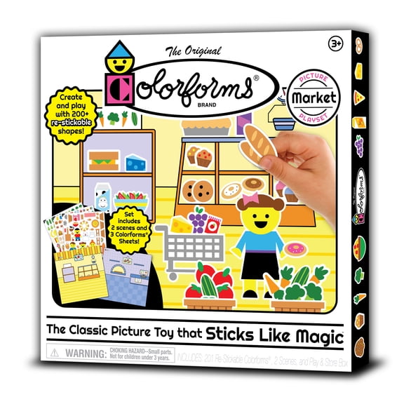 Playmonster Colorforms Market Picture Playsets W/ 200  Restickable Shapes