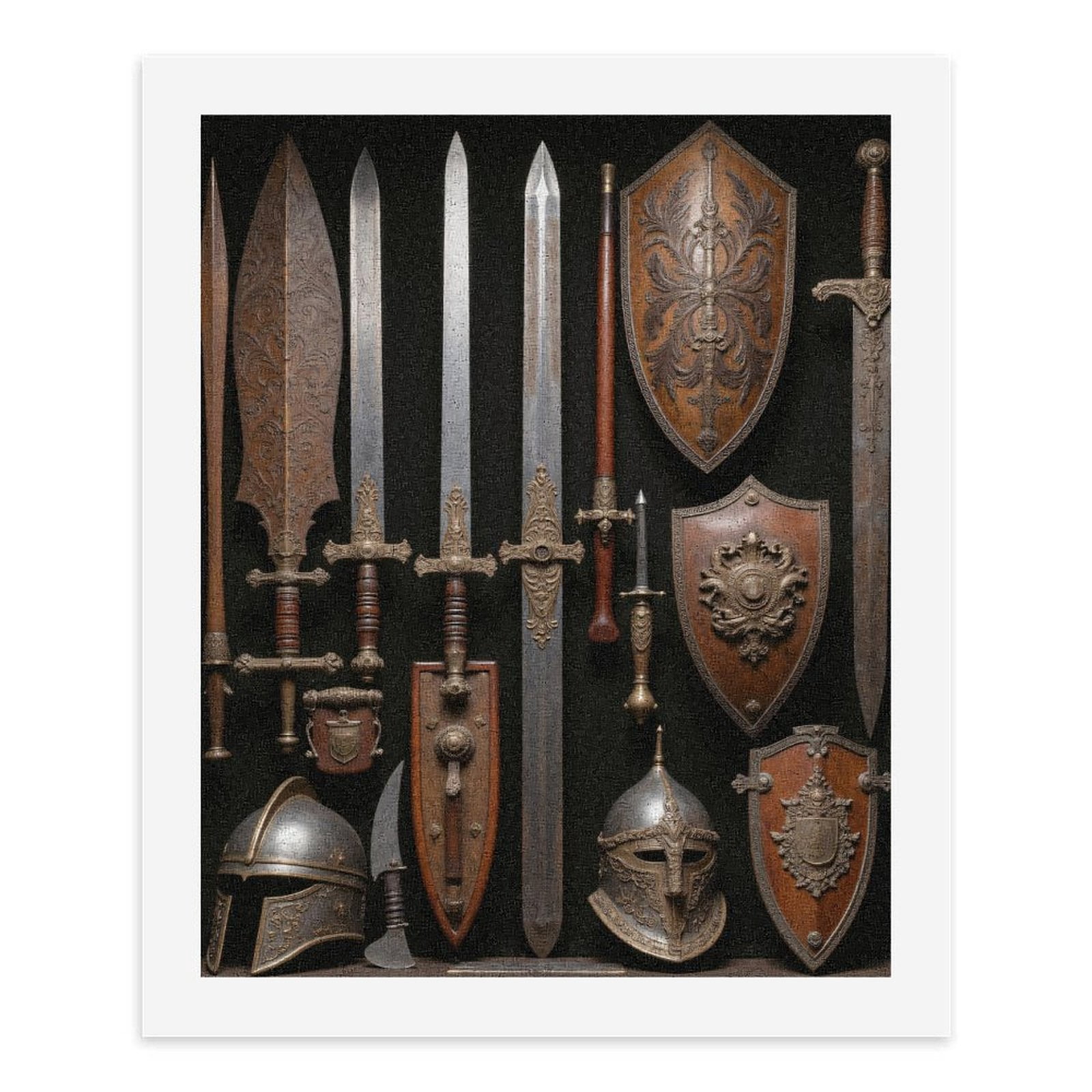 Paint by Numbers Kit for Adults, Medieval Swords Shields Collection Paint by Numbers, Easy Paint by Numbers Kit for Adults Beginner, DIY Adult Paint by Number Kits on Canvas, Home Decor